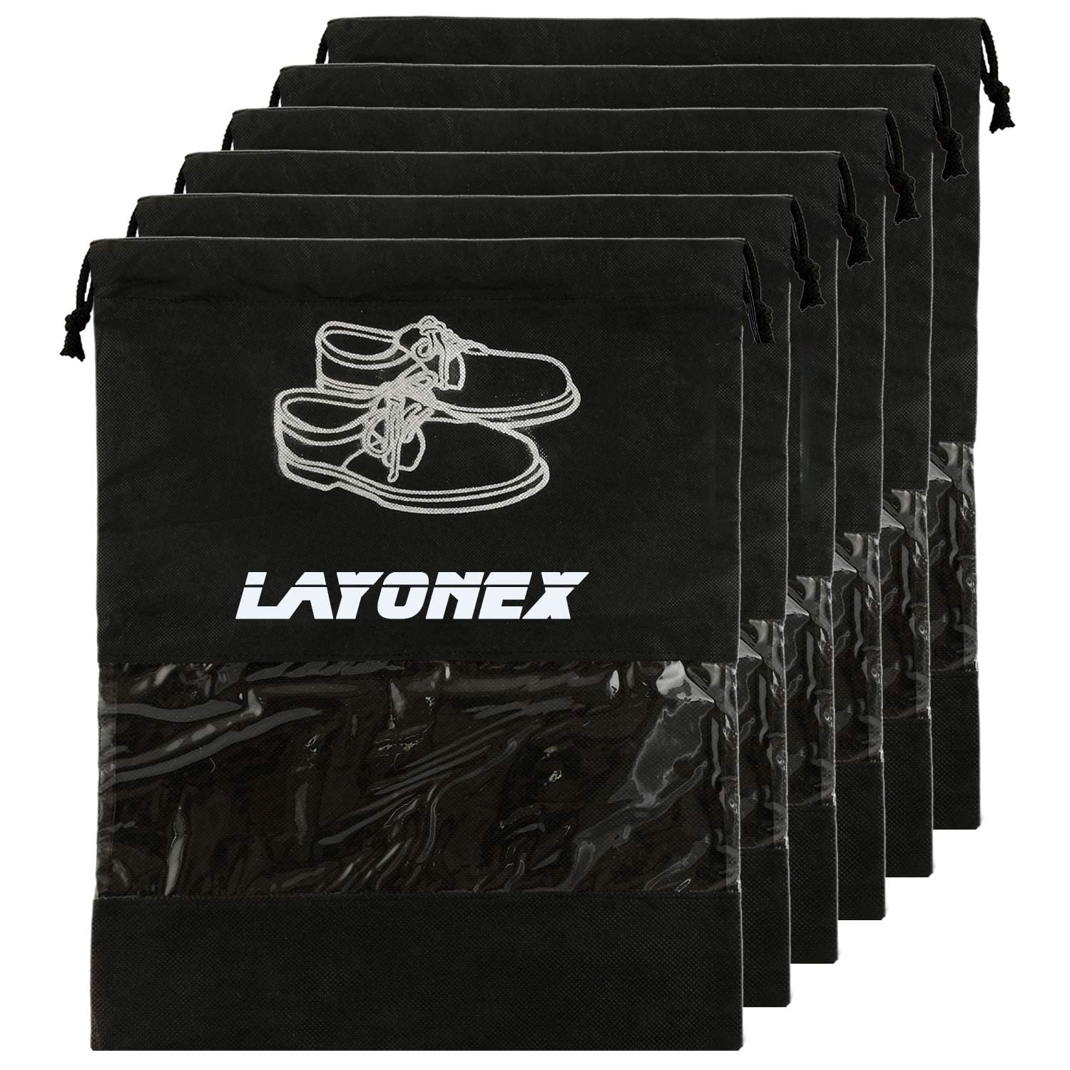 LAYONEX Shoe Bag for Travel & Storage Travel Organizer for Women & Men Travel Accessories Shoe Organizer Shoe Bags Pouches Travel Shoe Cover, Essentials - Pack of 6
