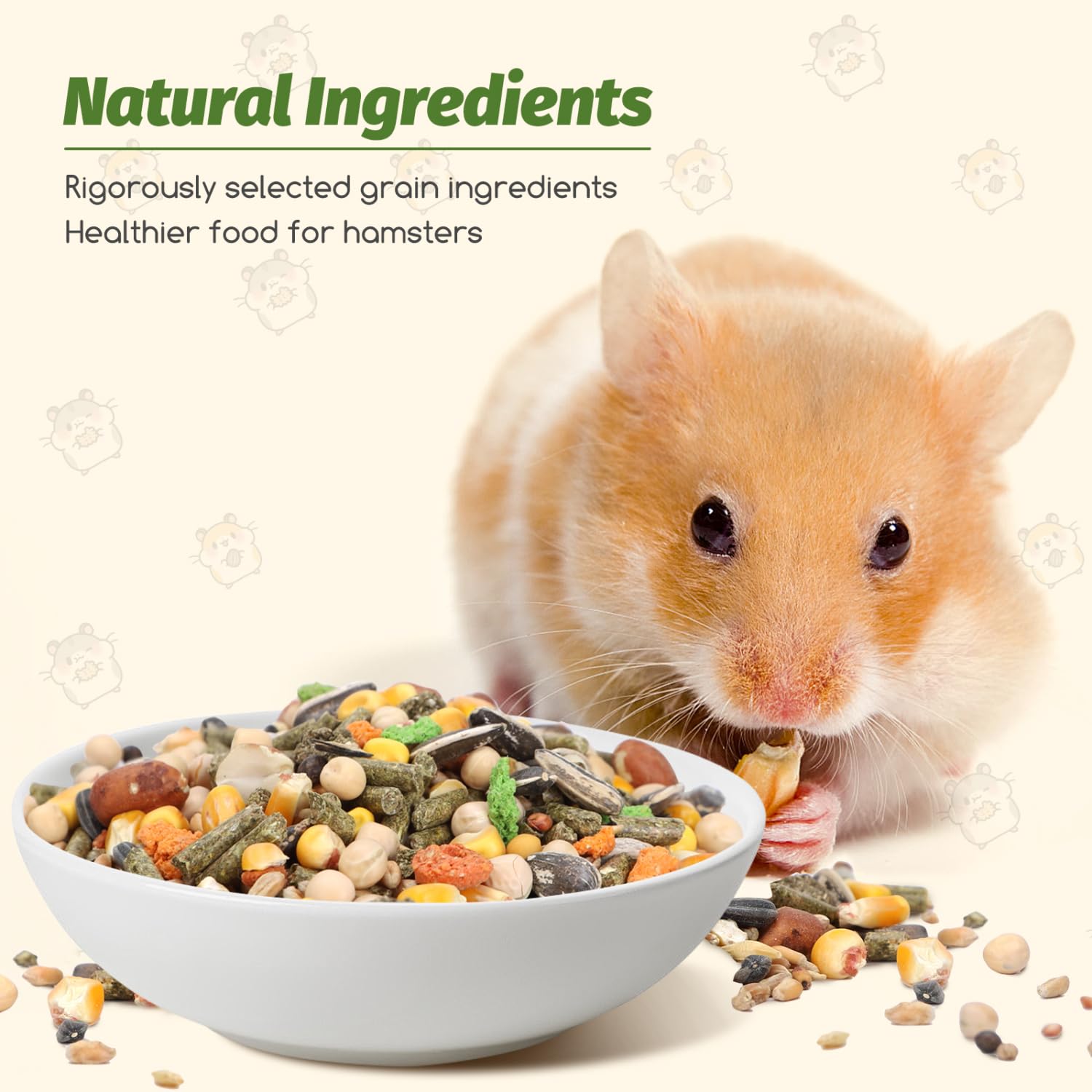 Nobleza - (500g) Mangime per Criceti, Cibo per Gerbilli, Alimento Completo per Criceti in Sacchetto, Pasto Misto di Vitamine e Fibre