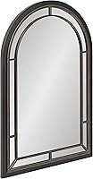Kate and Laurel Audubon 24x36 Black Farmhouse Arched Wall Mirror - Rustic Modern Decor Accent