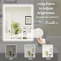 Vista 172 de WTTY LED Bathroom Mirror 32"x32" with Backlit and Front Light,Stepless Dimmable LED Mirror for Bathroom,Anti-Fog Lighted Bathroom Vanity Mirror