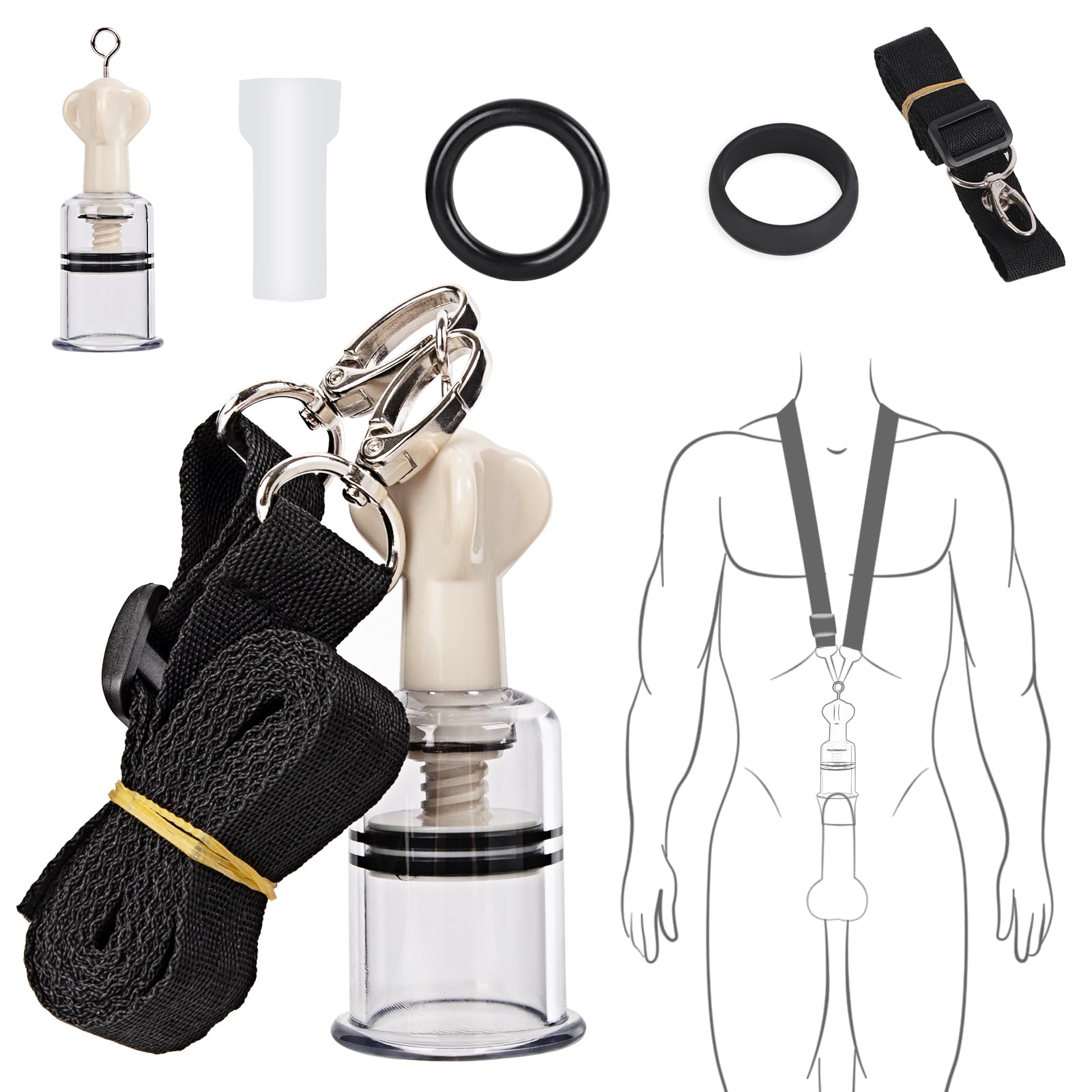 Penis Extender Stretcher Kit, Penis Pump Sex Toys for Men Dual-Wear Traction Device, Penis Enlargement Extension Adjustable Training Kit, Adult Sex Toys for Male Penis Enlarger and Erection Exercise