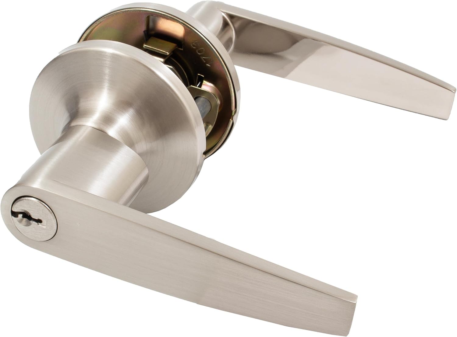 Stone Harbor Hardware Tucson Door Lever, Entry Latch, KW Keyway, Satin Nickel