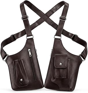 Large Double Shoulder Armpit Bag for Men, PU Leather Anti-Theft Underarm Holster Shoulder Wallet for Travel Cycling
