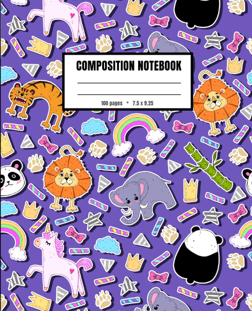 Seamless Lion Pattern Composition Notebook: 7.5x9.25 lion composition notebook college ruled. Seamless Lion notebook perfect for school supplies.