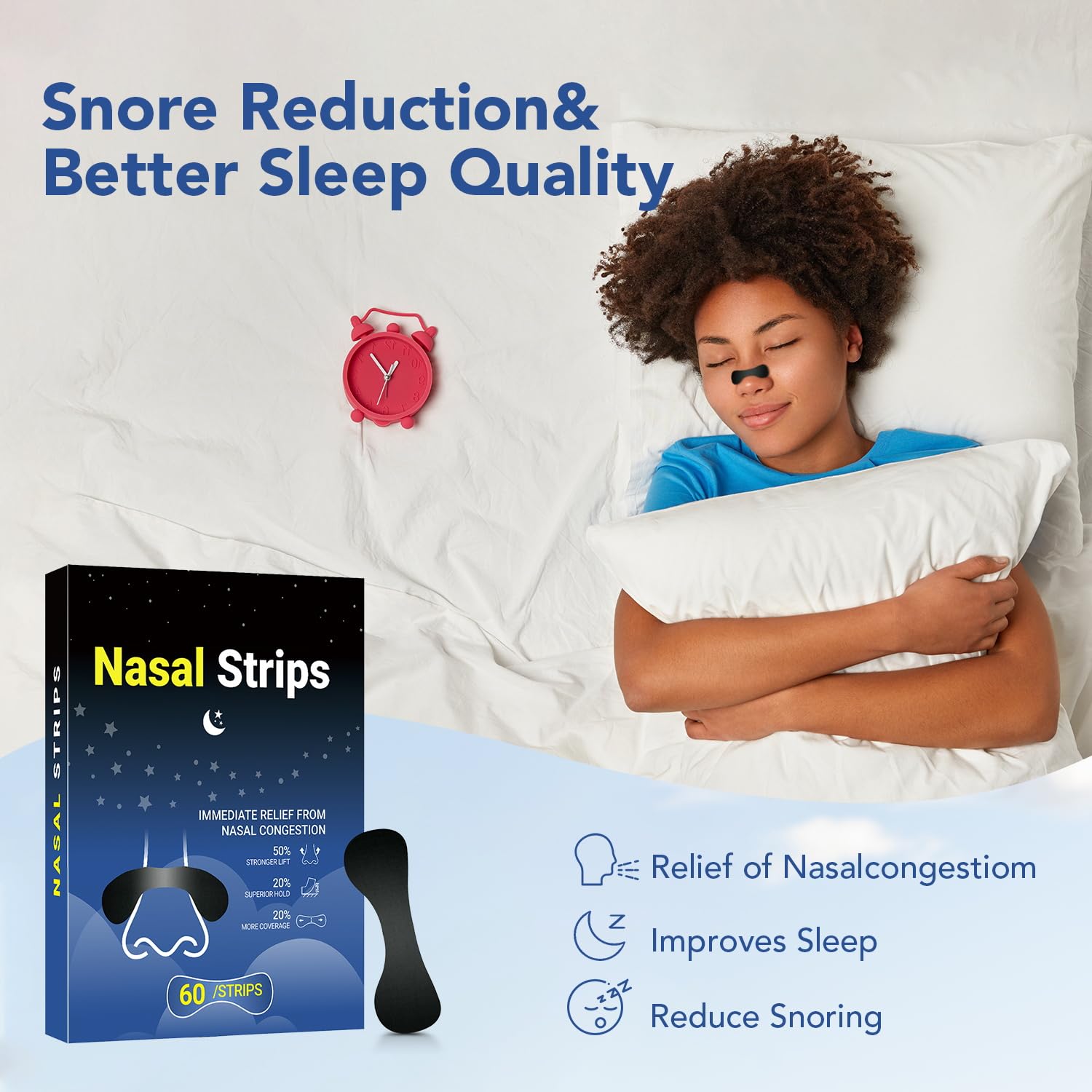 60 Pcs Nasal Strips for Snoring - Extra Strength Nose Strips for Breathing — Amazon image 3