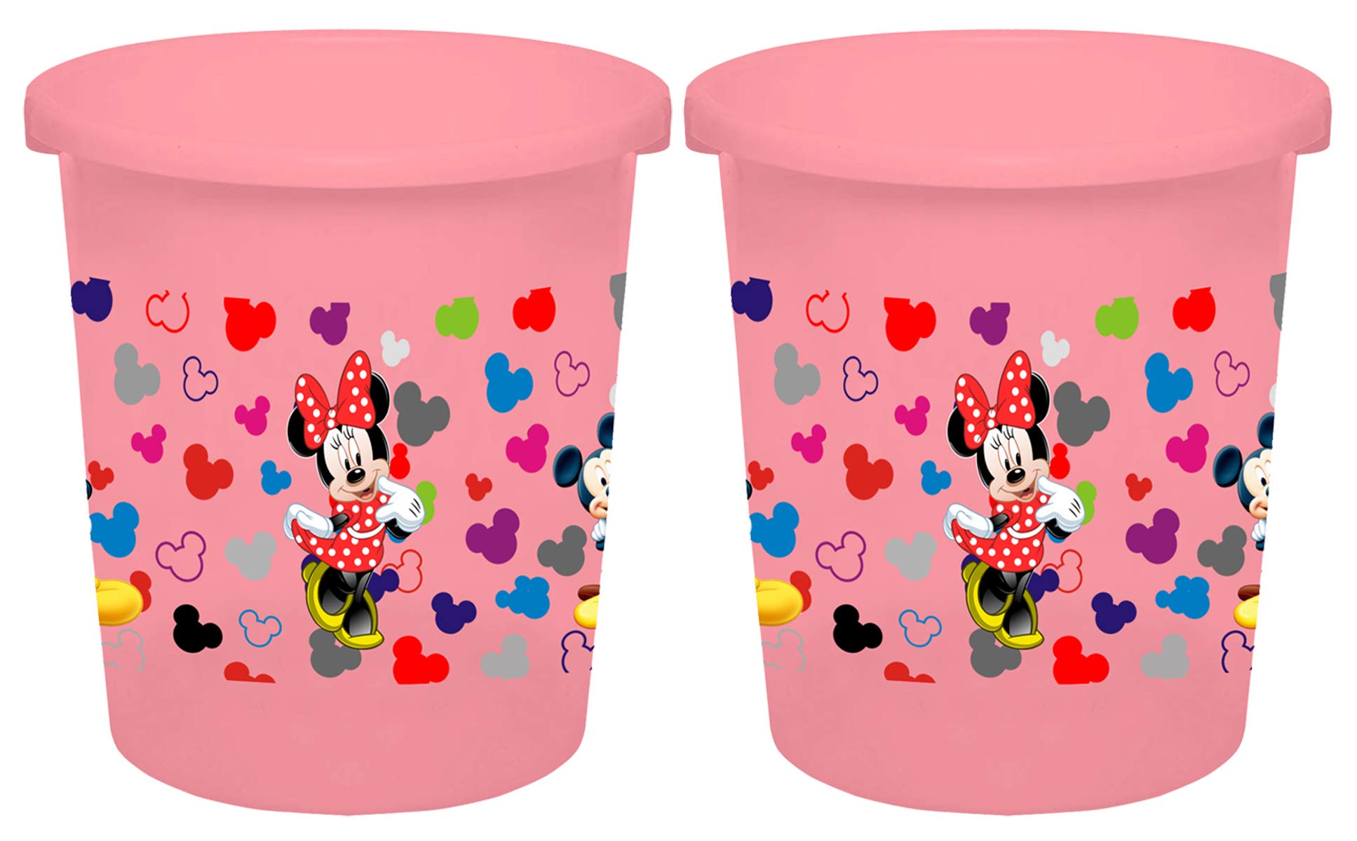 Kuber Industries Disney Team Mickey Print Plastic 2 Pieces Garbage Waste Dustbin/Recycling Bin for Home, Office, Factory, 5 Liters (Pink) -HS_35_KUBMARTS17317