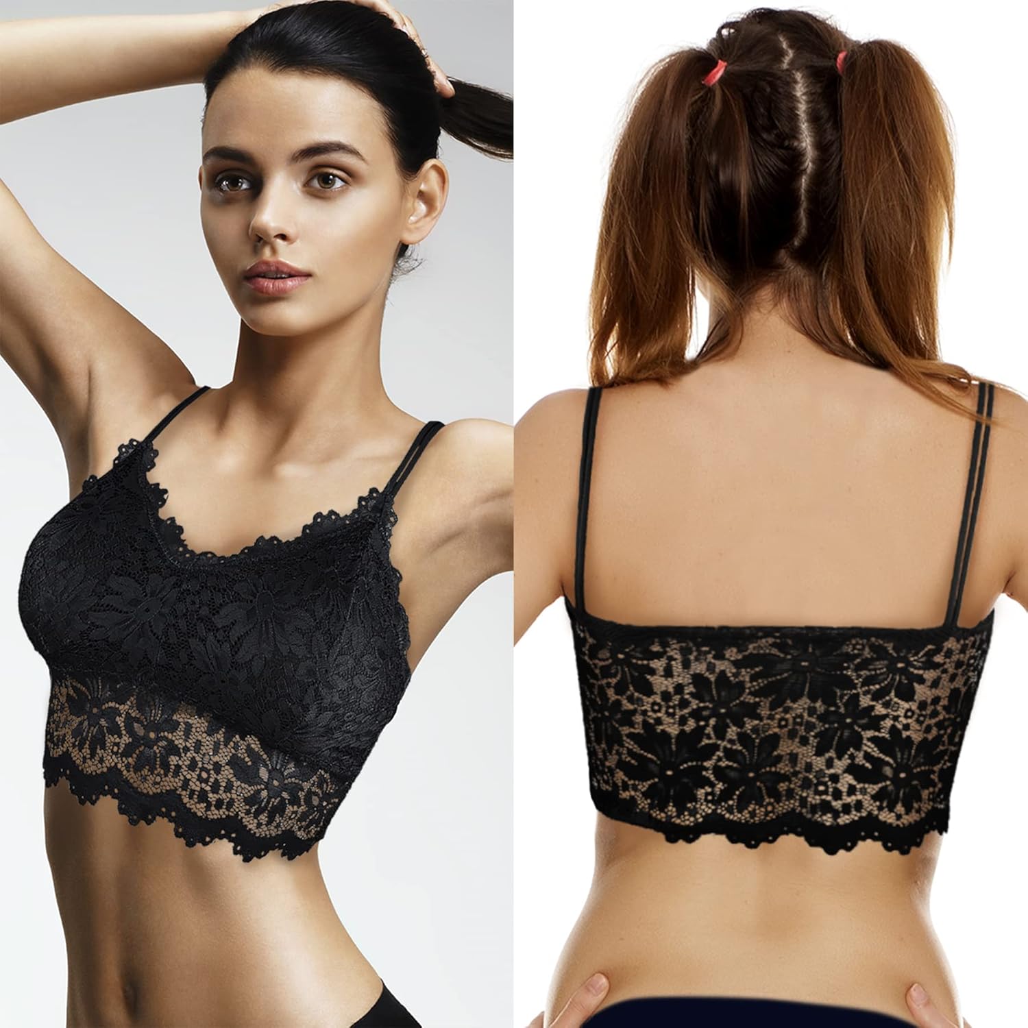 Duufin 5 Pcs Lace Bralettes for Women Bralette Padded Lace Bandeau Bra - Image 6