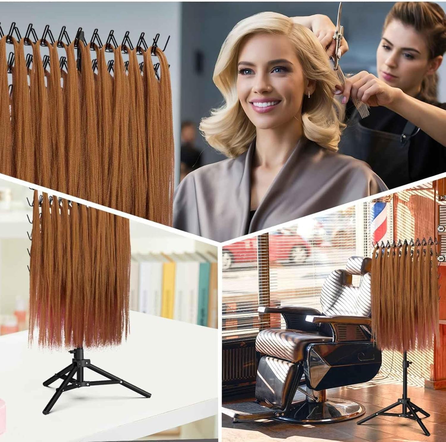 HoldOneLight Verstellbarer Haarständer für Flechtfrisuren, Perückenständer mit 144 Stiften für Friseure und Flechter, Halter für Haarverlängerungen (Weiß)