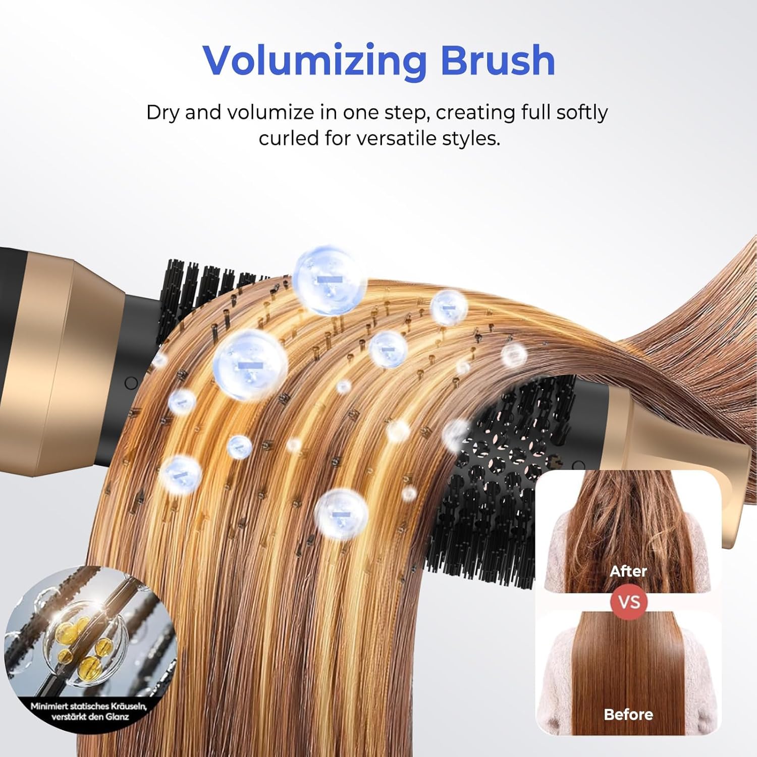 5 in 1 Hair Dryer Brush, Blow Dryer Brush Set with Air Curler Wrap Hair Styler, Negative Ionic Blow Dry Brush, Detachable Hair Tool for Curling, Volumizer,Straightener,Drying