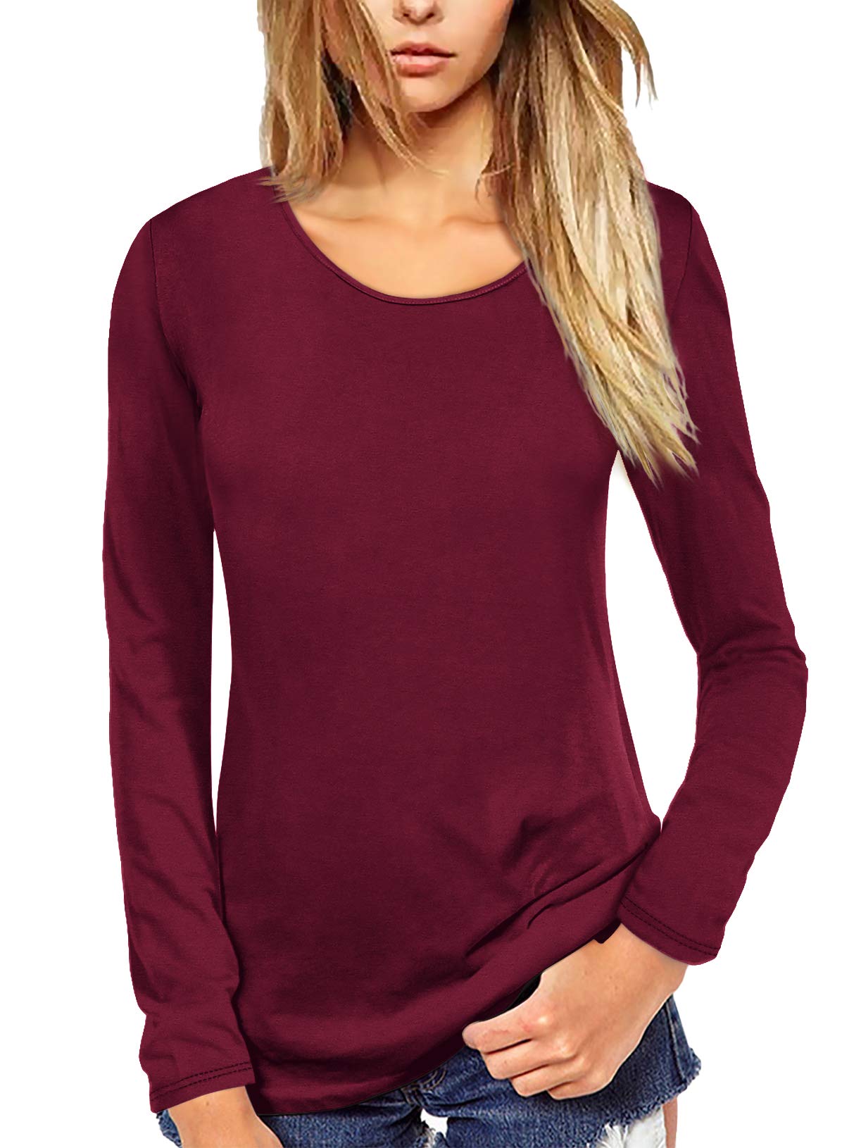 FlorboomWomen's Cotton Tunic Tops T-Shirt, Solid Color, Slim Fit, Short Sleeve, Longline with Classic Scoop Neck, Casual Shirt, Size S-XXL