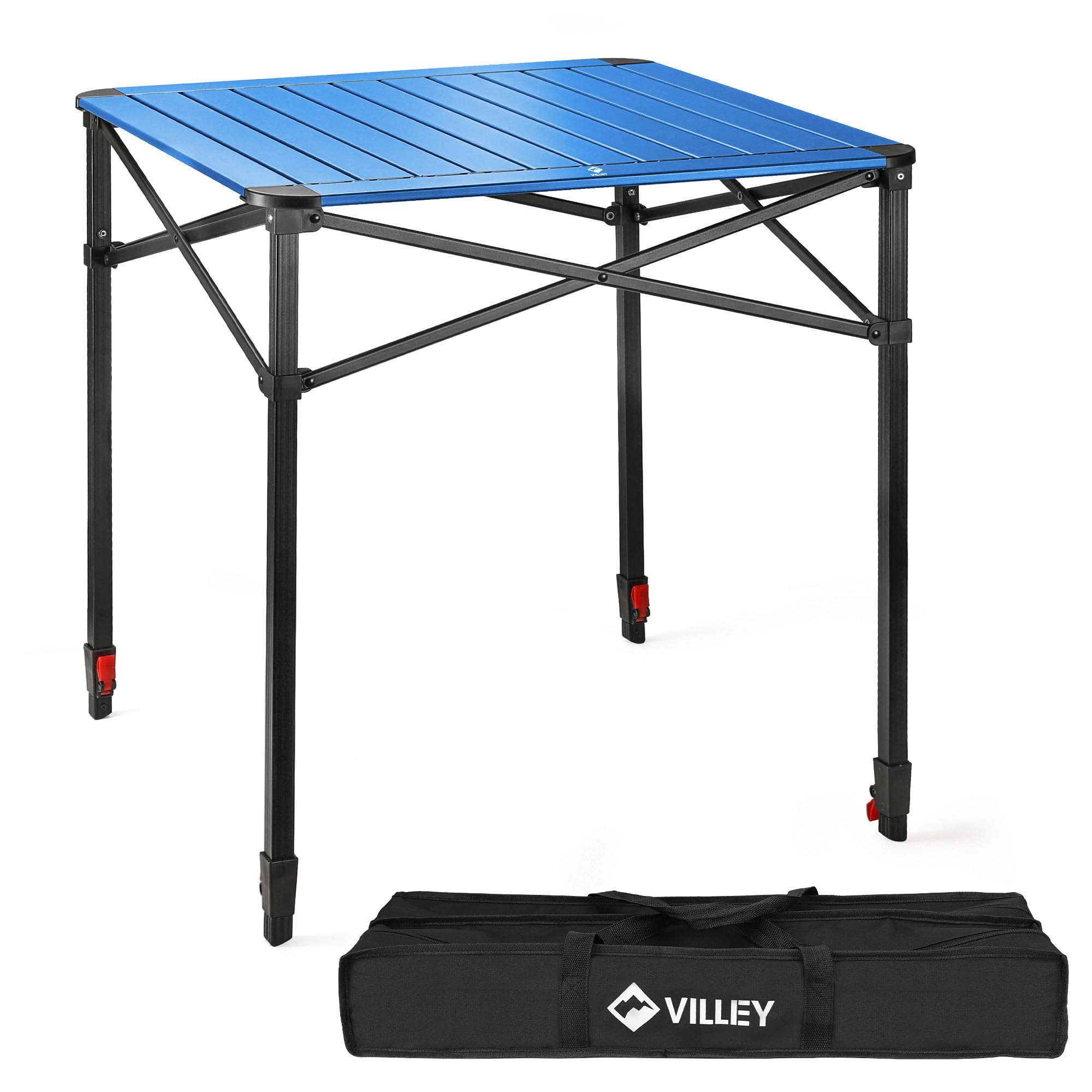 VILLEY Folding Camping Square Table, Portable Aluminum Table, Large