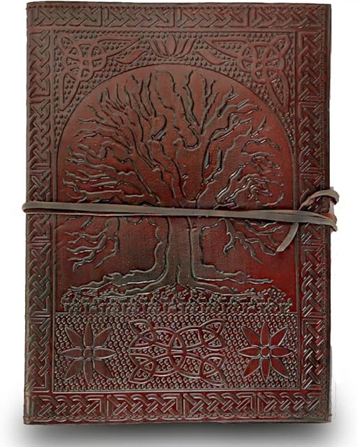 Handmade Large 10" Embossed Leather Journal Celtic Tree of Life Blank Personal Diary Notebook refillable Gift