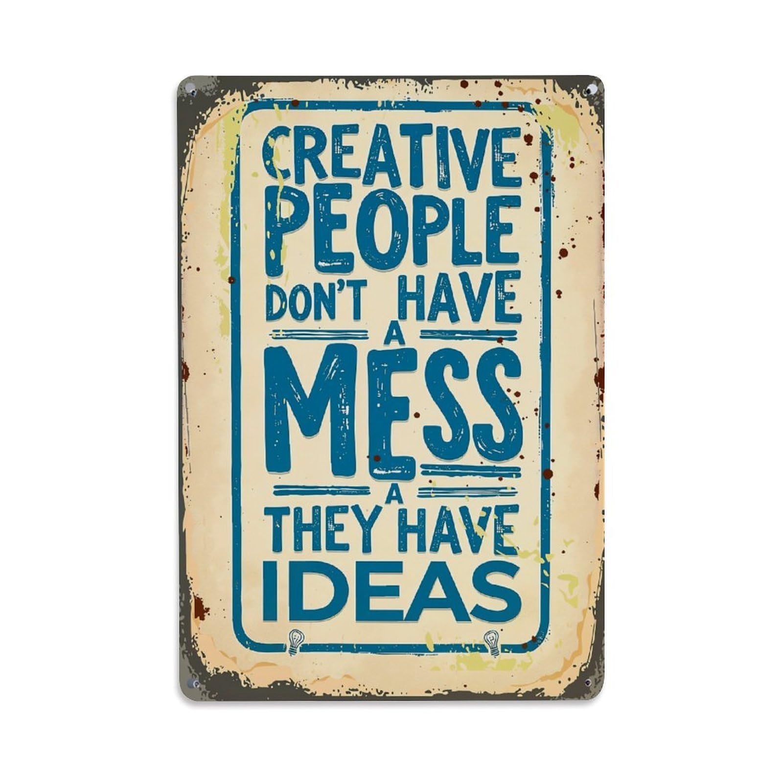 Bliveurn Vintage Creative People Have Ideas Mess Retro Metal Tin Sign, Metal Poster For Home, Gaming Room, Studio Workshop,Bar,Garage Wall Art Decor 8X12 Inch
