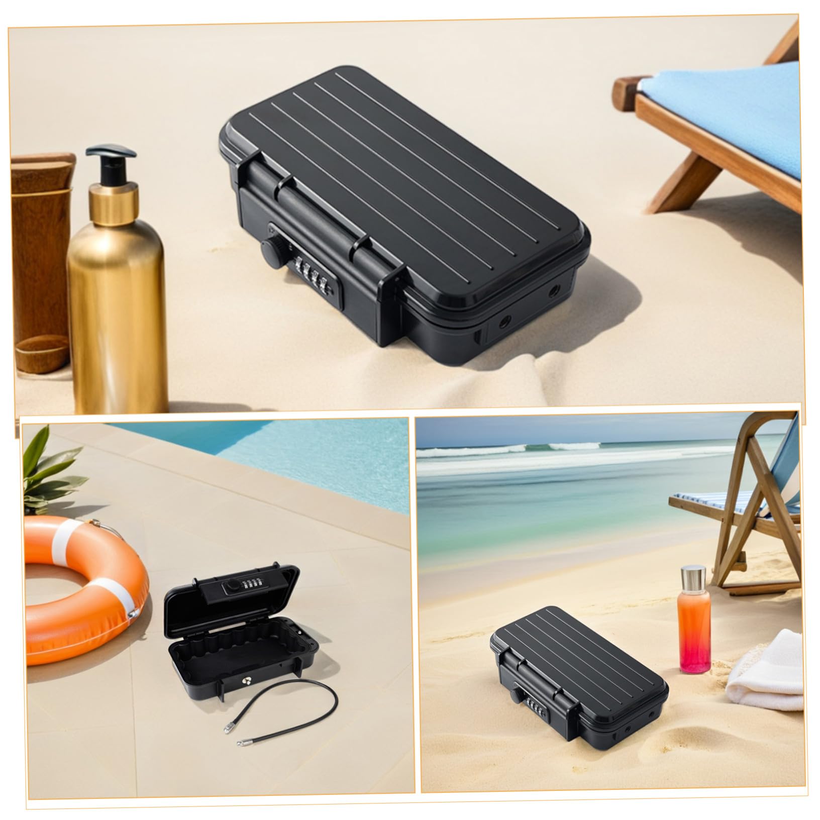 Coffre-fort Portable Noir Câble Acier Détachable Étanche