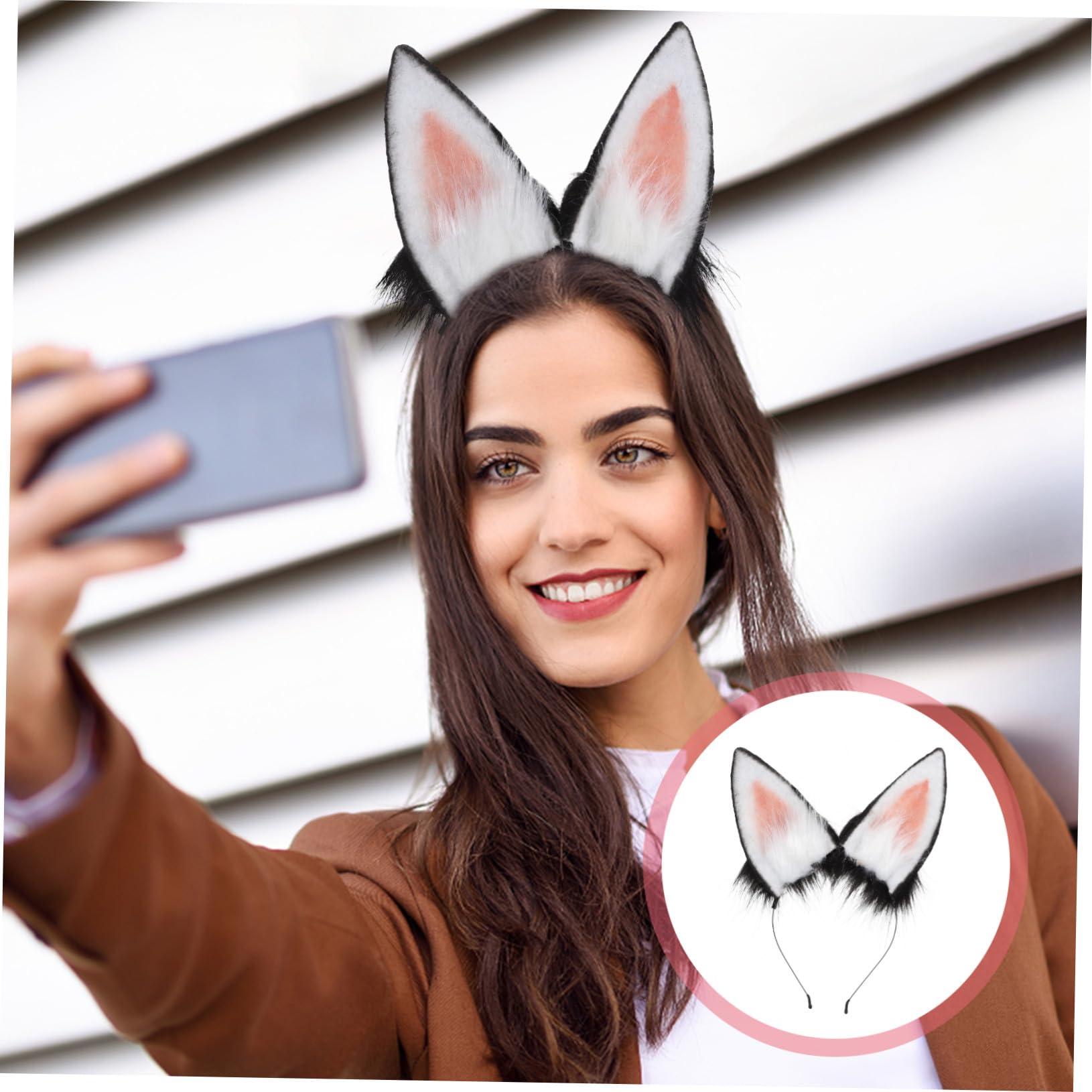 VICASKY 5 Pièces Bandeau Oreilles Lapin Fluffy Accessoire Cosplay Animal Unique et Confortable pour Fête et Usage Quotidien