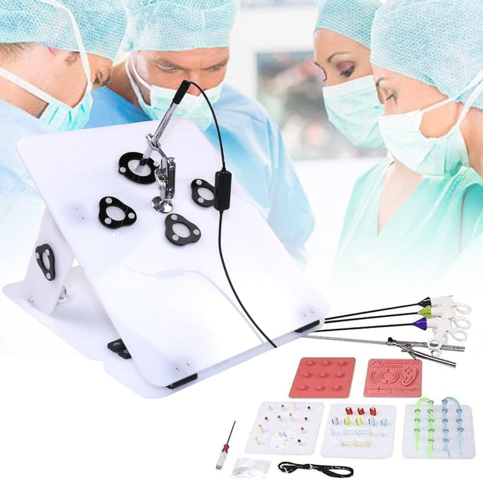 Coffret de formation à la chirurgie laparoscopique, 4 instruments chirurgicaux, 6 modules de formation, caméra droite, accessoires, faible encombrement, facile à transporter