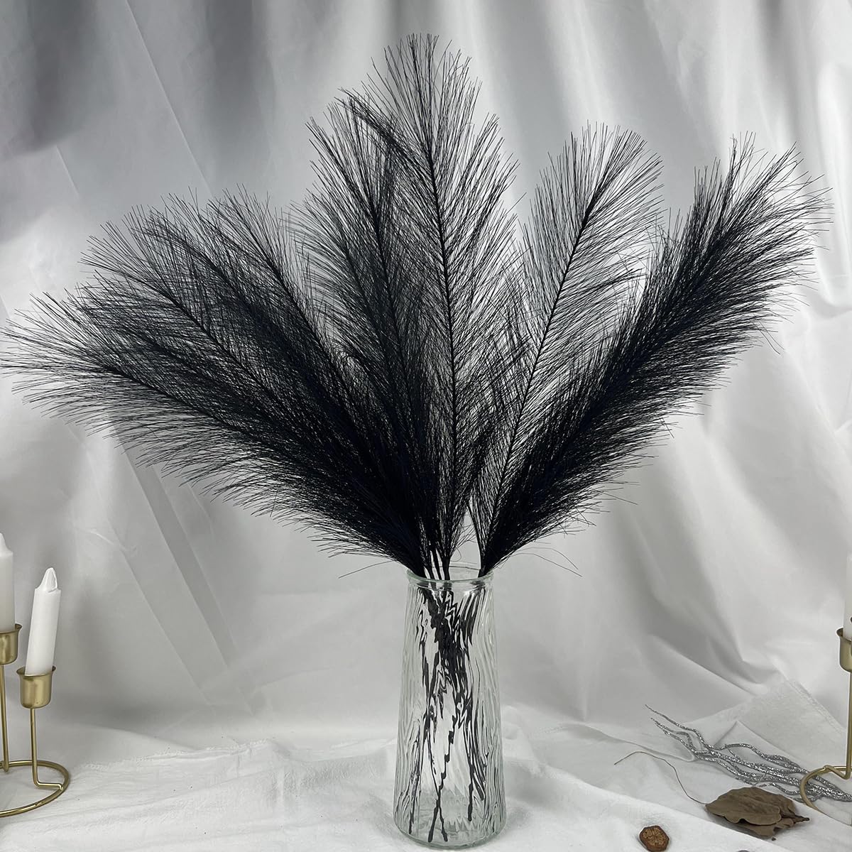 Pampas Grass,flores artificiales, 7 Uds. De hierba de Pampas esponjosa, decoración de flores, planta falsa, caña, fiesta de boda simulada, decoración del hogar, flores artificiales, florero de hierba