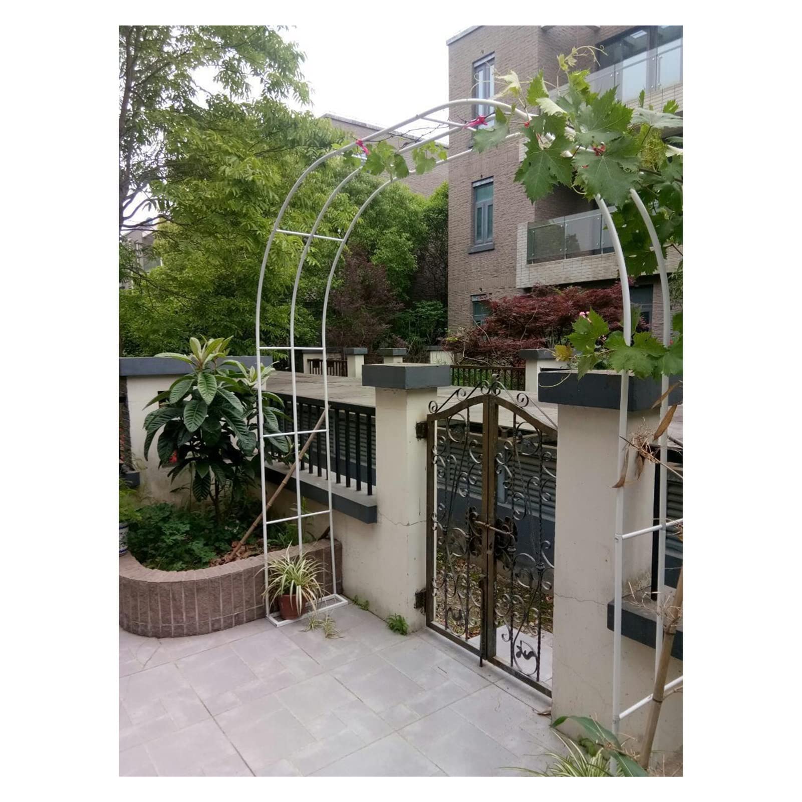 Heavy Duty Metal Garden Arch Rose Arches Arbor with Base Flower Stand Wedding Arch Climbing Plant Support Trellis Indoor Outdoor Party Ceremony Decoration