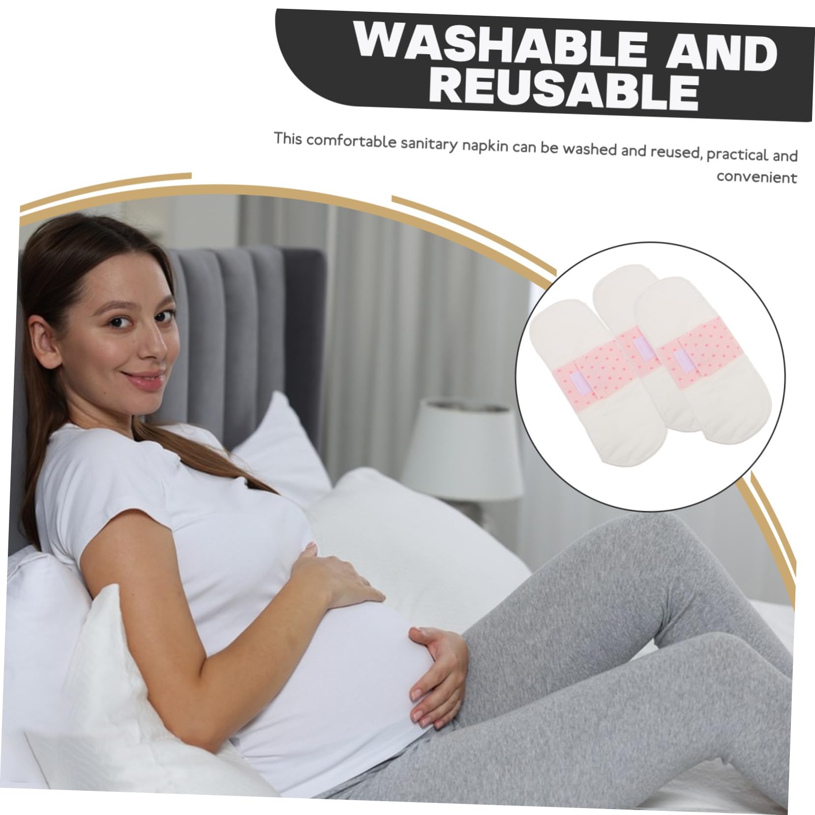 Healeved 12piezas Compresas Menstruales Reutilizables De Algodón Lavables Impermeables y Absorbentes Para Viajes y Uso Diario
