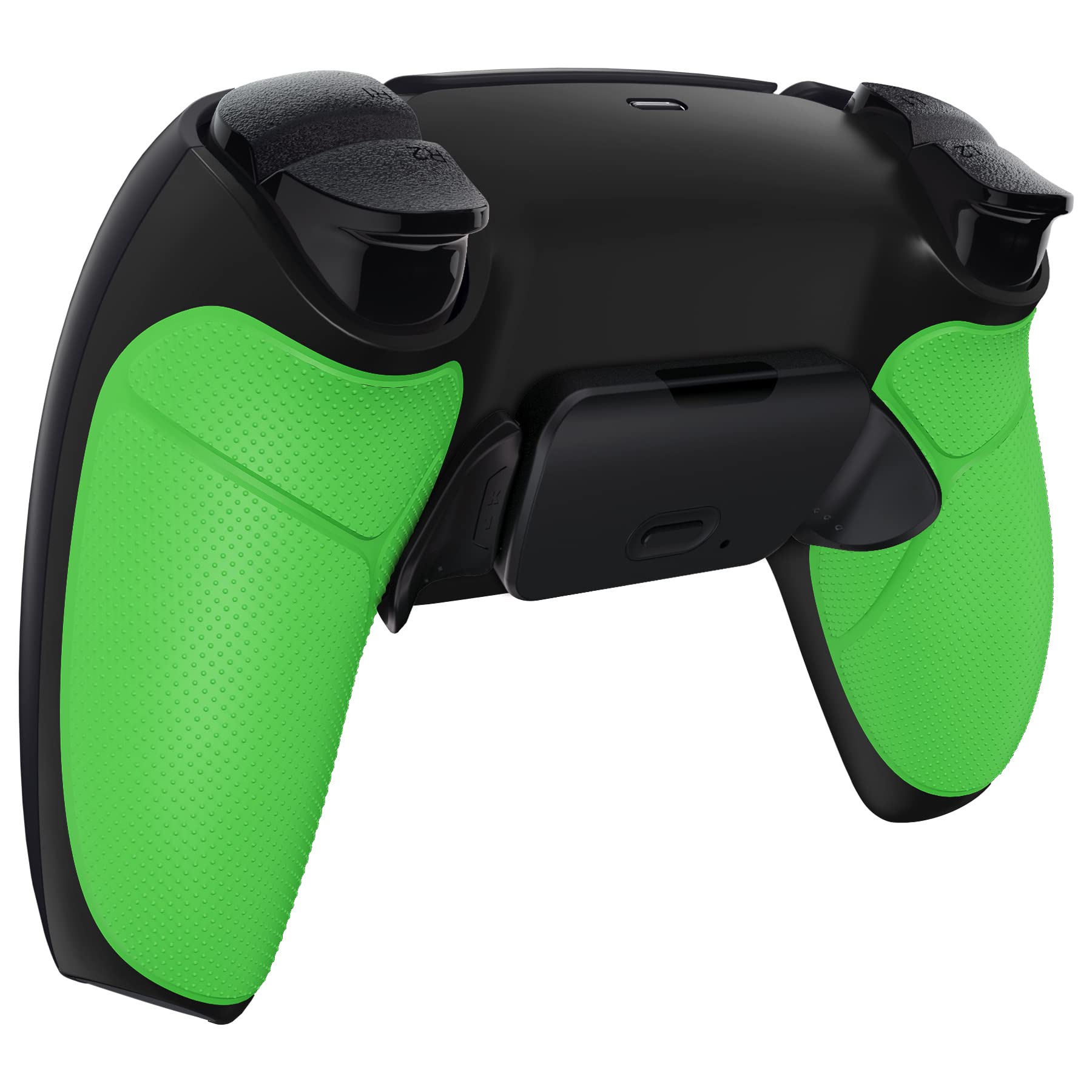 eXtremeRate Kit de reasignación de elevación programable de Agarre de Goma Verde para Controlador de PS5 BDM-030 040 050, Tablero de actualización y Carcasa Trasera Negra rediseñada y Botones