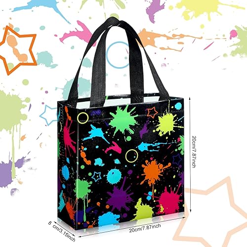 Miniatura 2 de Sanwuta 24 bolsas de recuerdo de neón brillantes con papel de seda que brillan en la oscuridad, suministros de fiesta no tejidos, regalo de