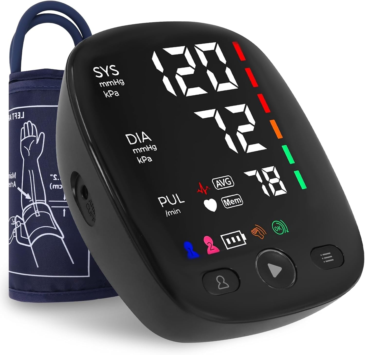 HAQQI Upper Arm Electronic Blood Pressure Monitor,Automatic Accurate Blood Pressure Machine for Home Use with LED Backlit Display Large Cuff Heart Rate Detection 2x120 Records(Black)