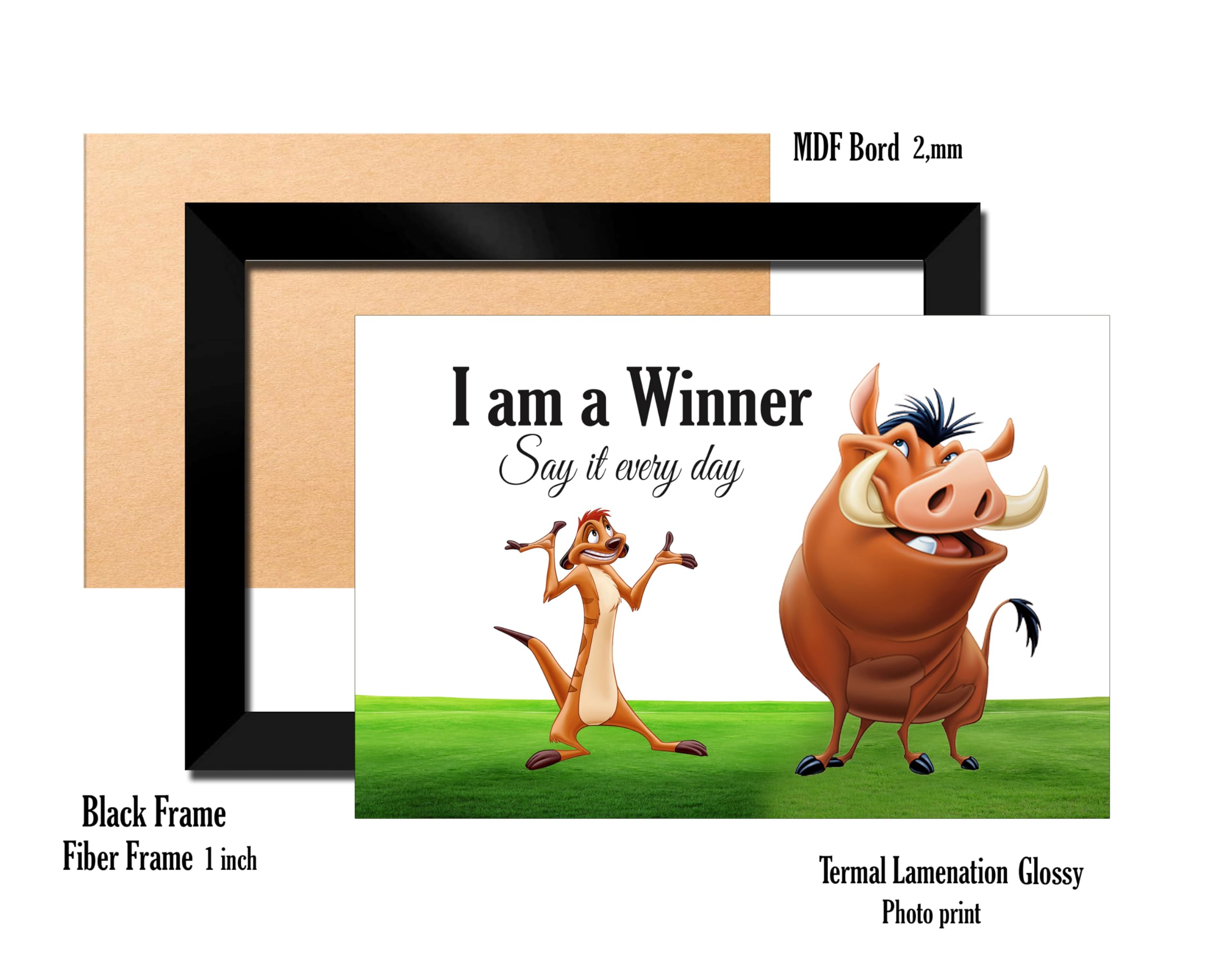 Motivational Wall Frame for Kids – “I Am a Winner, Say It Every Day” – Positive Affirmation Quote – Black Frame – Inspiring Wall Art for Bedroom, Study Room or Nursery 3