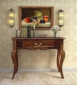 SH Furniture Solid Sheesham Wood Console Table for Living Room, Wooden Console Table, Entryway Console Table, Solid Wood Console Table, Provincial Teak Finish