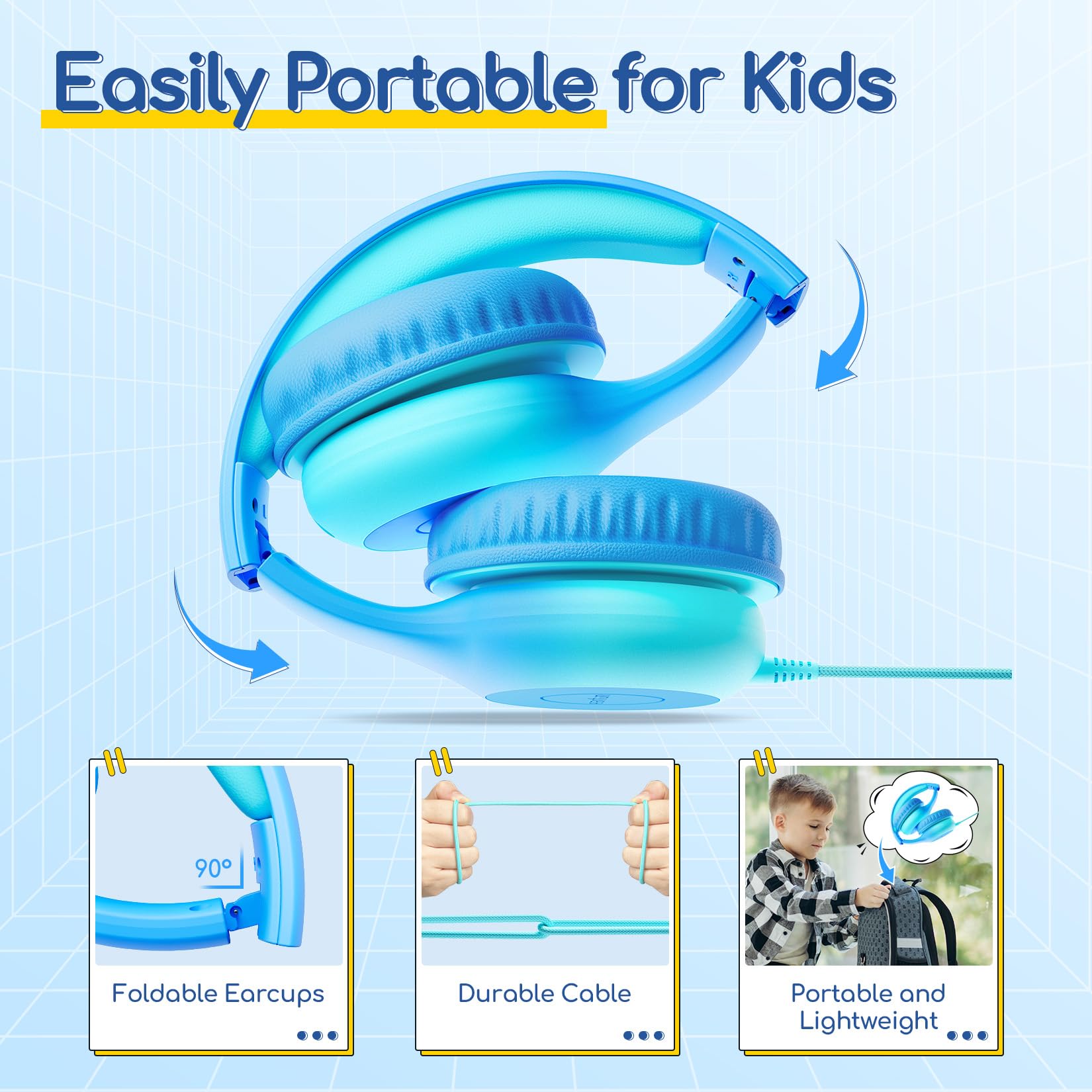 EarFun K1 Kids Headphones Wired with Mic, USB Type C Headphones for Kids view 8