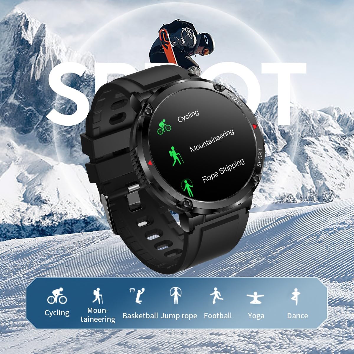 Smartwatch T30 z Słuchawkami Bluetooth F9 – Zegarek Męski z Rozmowami, Tętno, Ciśnienie, Saturacja, Sport, Muzyka, IP68, Bateria 600mAh, Ekran HD 1.6", PL Menu