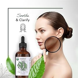HBNO California Bottled Organic Tea Tree Oil for Skin & Hair - 4 fl oz (120ml) - USDA Certified Organic Tea Tree Oil for Aromatherapy