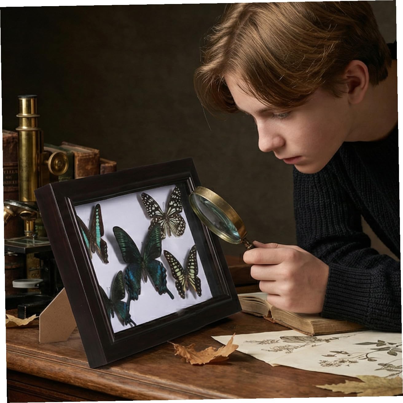 KOMBIUDA Marco de Madera para Mariposas con Espécimen Real, Decoración de Pared y Escritorio, Accesorio para Fotografía, Adecuado para Coleccionistas y Decoración de Sala de Estar