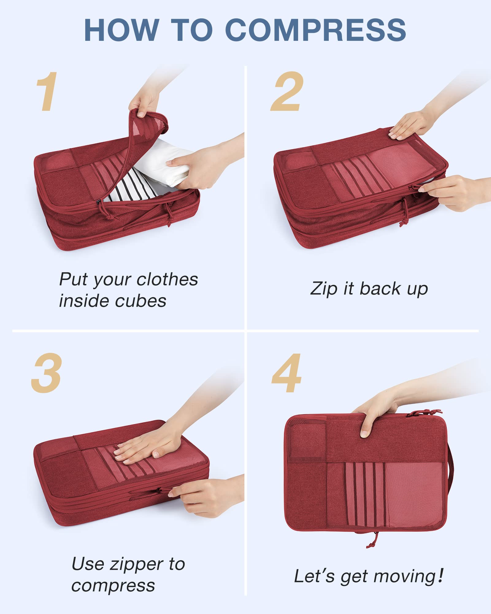 Snapklik.com : BAGSMART Compression Packing Cubes For Travel, 6 Set ...