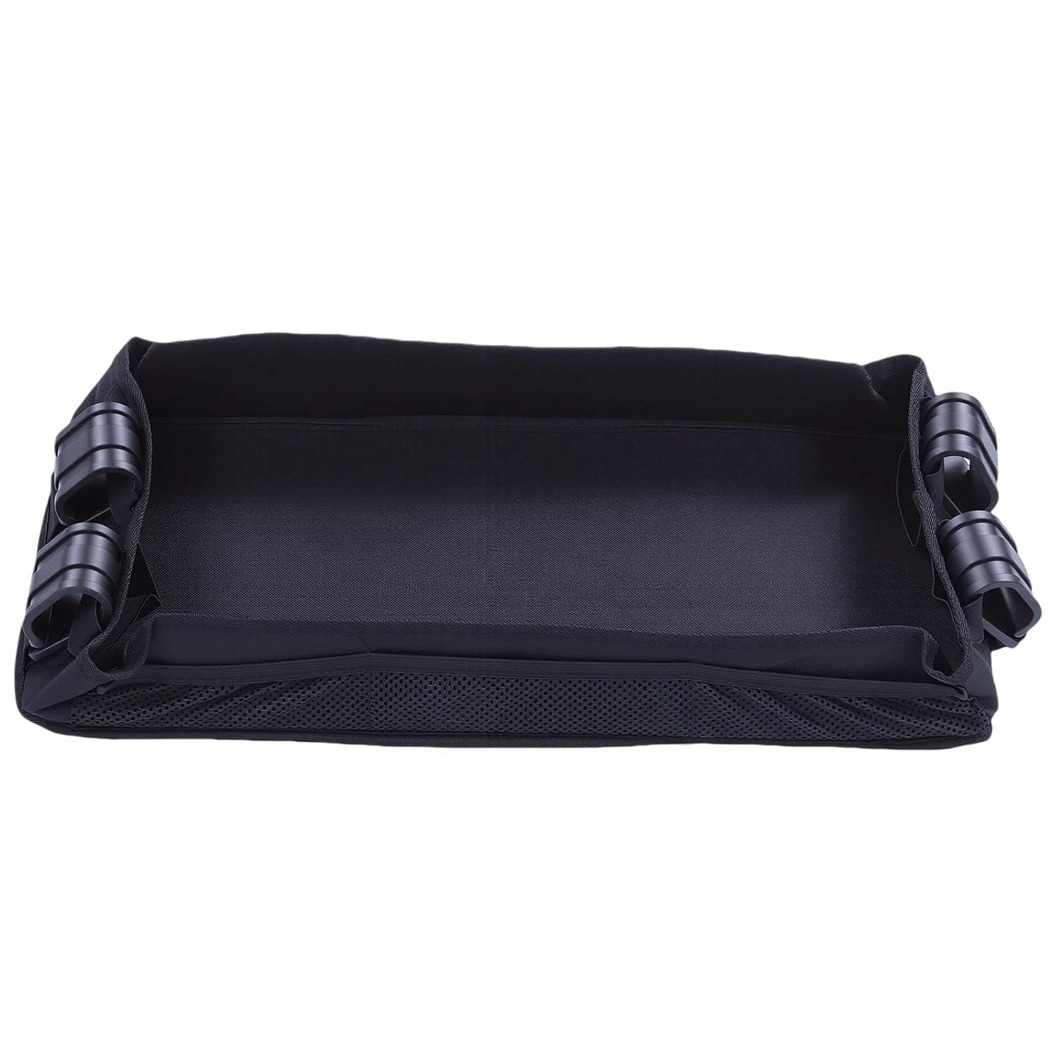 Fockety Stroller Snacks Tray, Double Sided Oxford Cloth Snack Board with Anti Falling Bottle Holder and Storage Mesh Bag, for Stroller Accessories, and Remove (L)