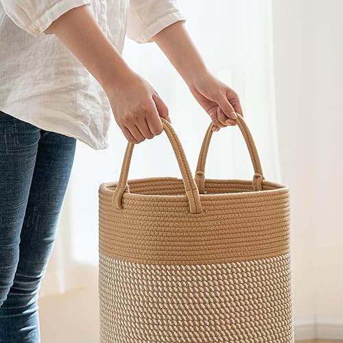 Miniatura 6 de INDRESSME Cesta de lavandería, cesta de almacenamiento de manta de 60 L, cesta de lavandería tejida para ropa, cesta de lavandería de cuerda para