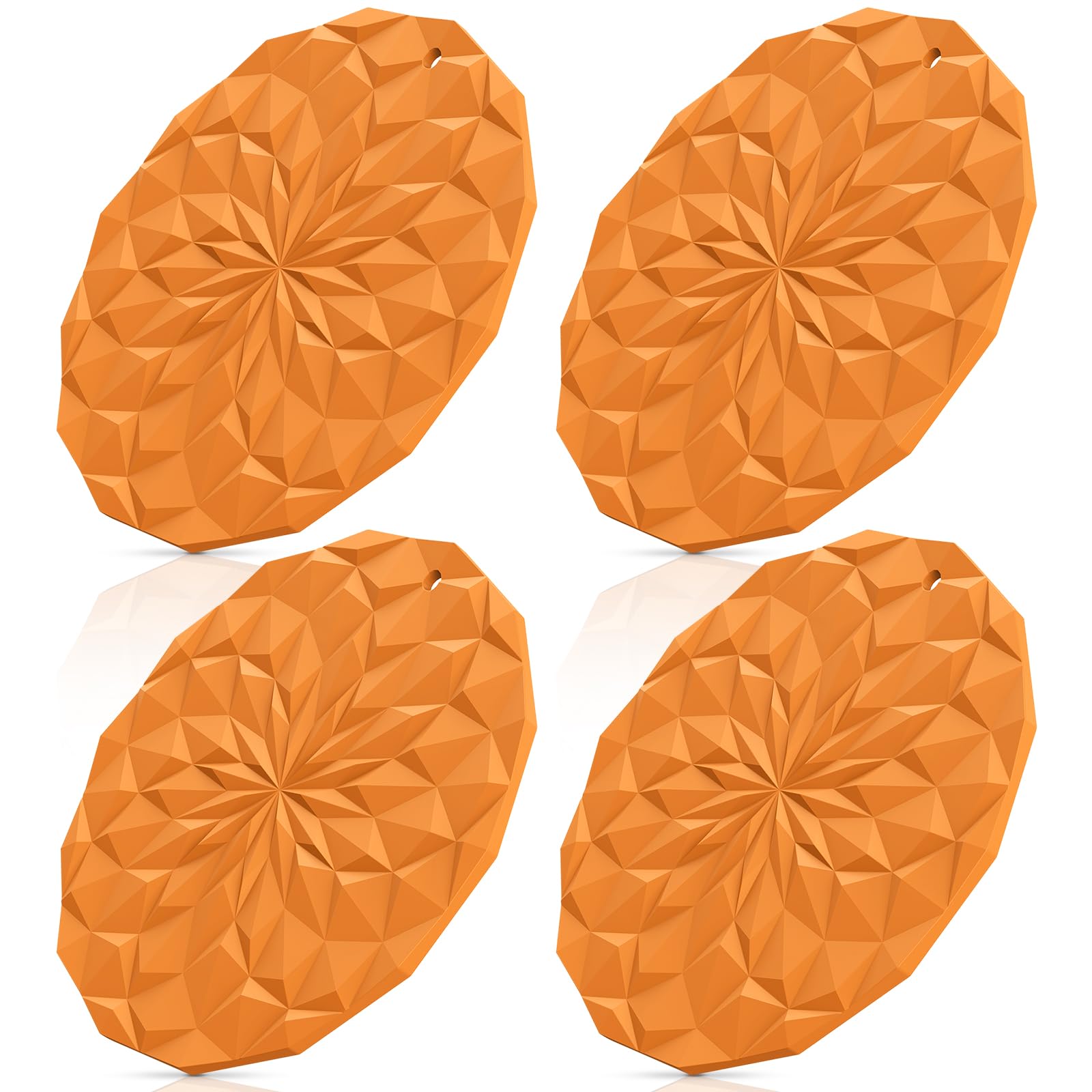 STLIAN Silicone Trivet Mats - 4 Pack Pot Holders - 18.8cm Thickened Hot Pads for Hot pots, Pans and Dishes, Heat Resistant Silicone Trivet for Table and Counter Top Orange