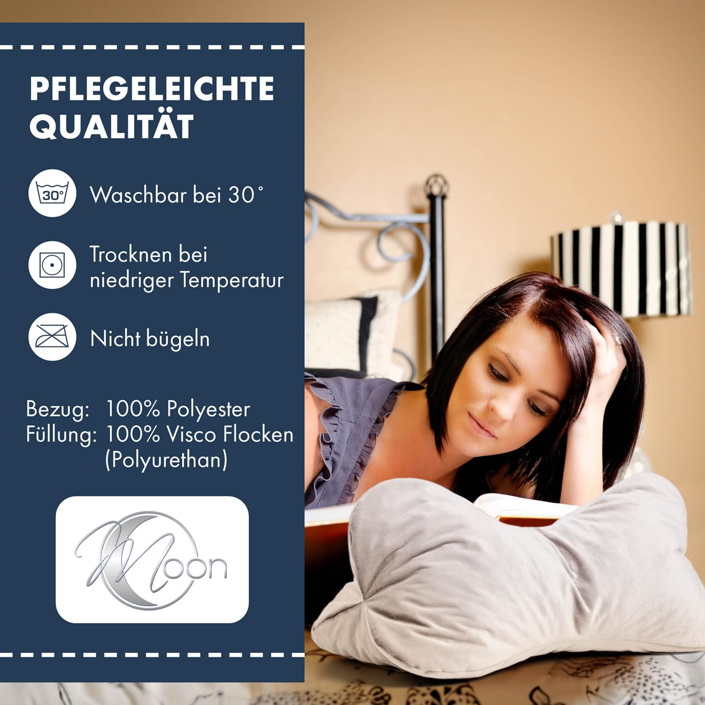 Cuscino Osso Da Lettura Moon – 330g Fiocchi Di Schiuma Viscosa 24x42 Cm, Extra Solido Per Relax