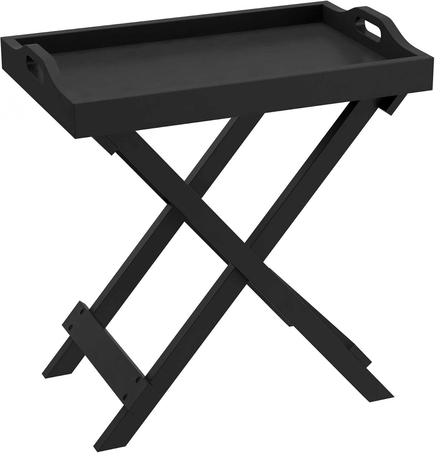 Black Folding End Table with Removable Tray Top