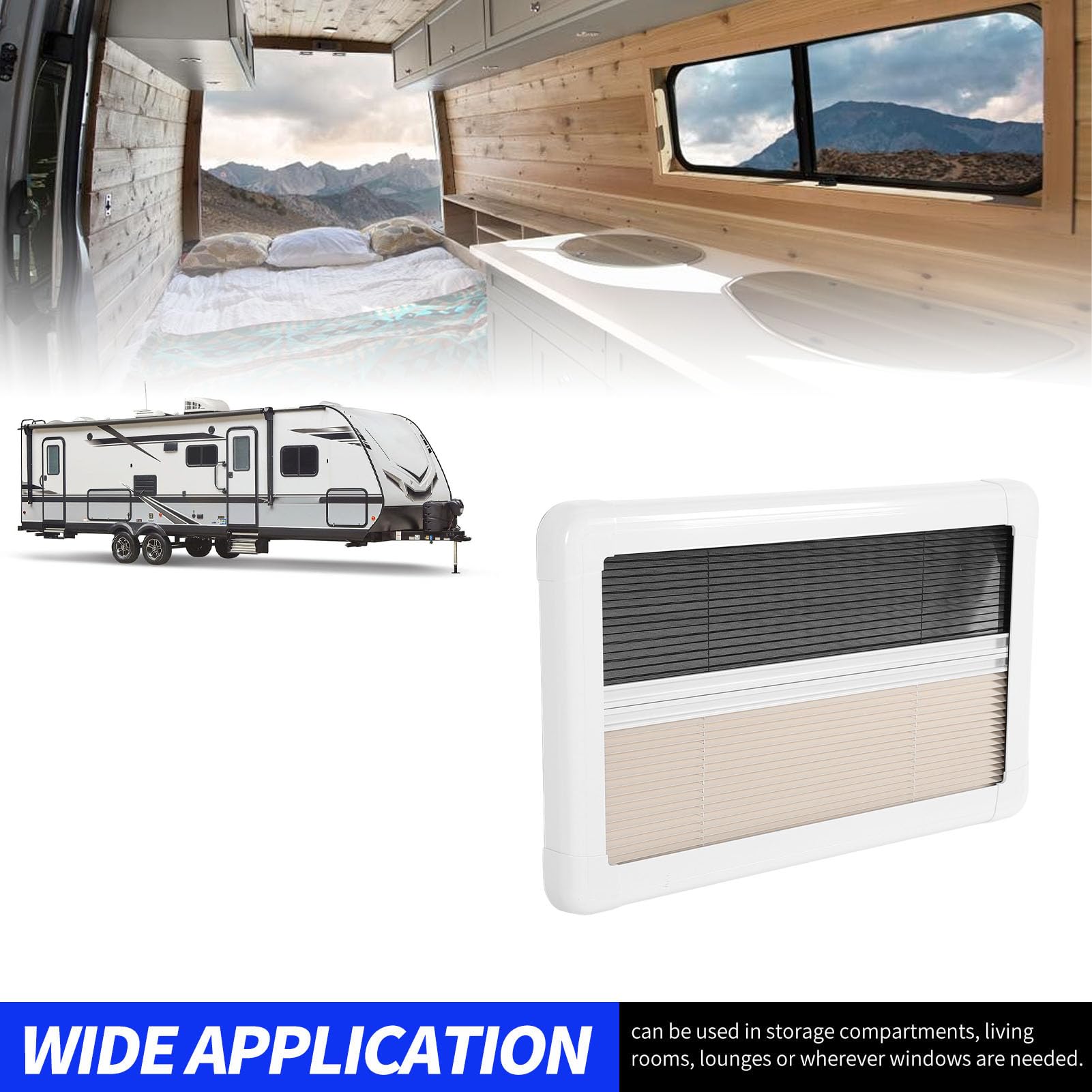Wohnmobil-Fensterrollo, blockierend, Wärmeisoliert, Sichtschutz, Wohnmobil-Innenfenster-Rollo, 61 X 30,5 cm, für Wohnwagen, Wohnmobil