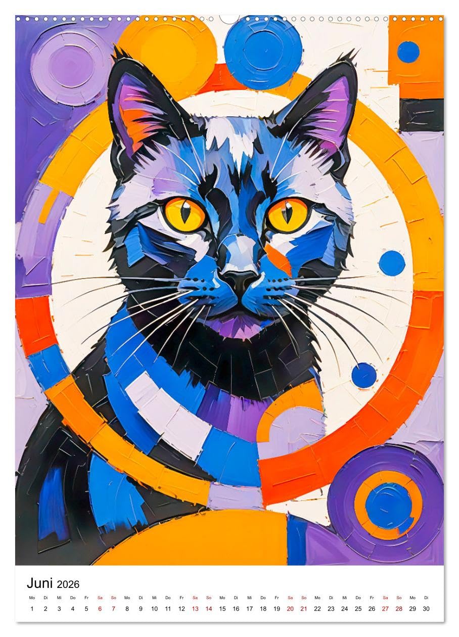 Pop-Art Katzen - Moderne, verrückte Katzenporträts (hochwertiger Premium Wandkalender 2026 DIN A2 hoch), Kunstdruck in Hochglanz: Ein Jahr voller ... einzigartiger Katzenkunst! (CALVENDO Tiere)