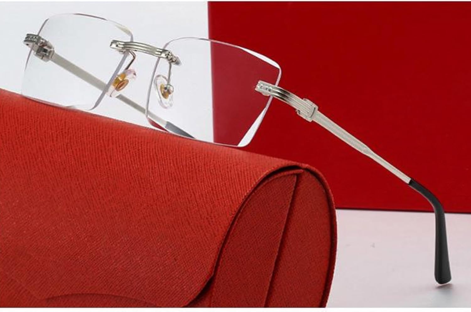 Elegant Rectangle Silver Vintage Retro Metal Wire Frame Rimless Square Clear Lens Eyeglasses Hip Hop Glasses For Men Women - Image 2