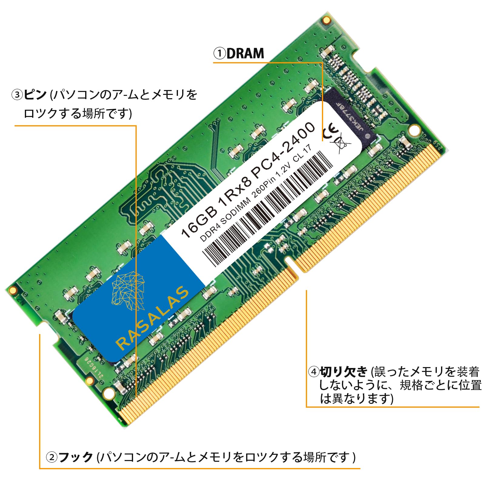 Amazon.co.jp: ノートPC用メモリ16GB DDR4-2400 PC4-19200 1RX8 SODIMM