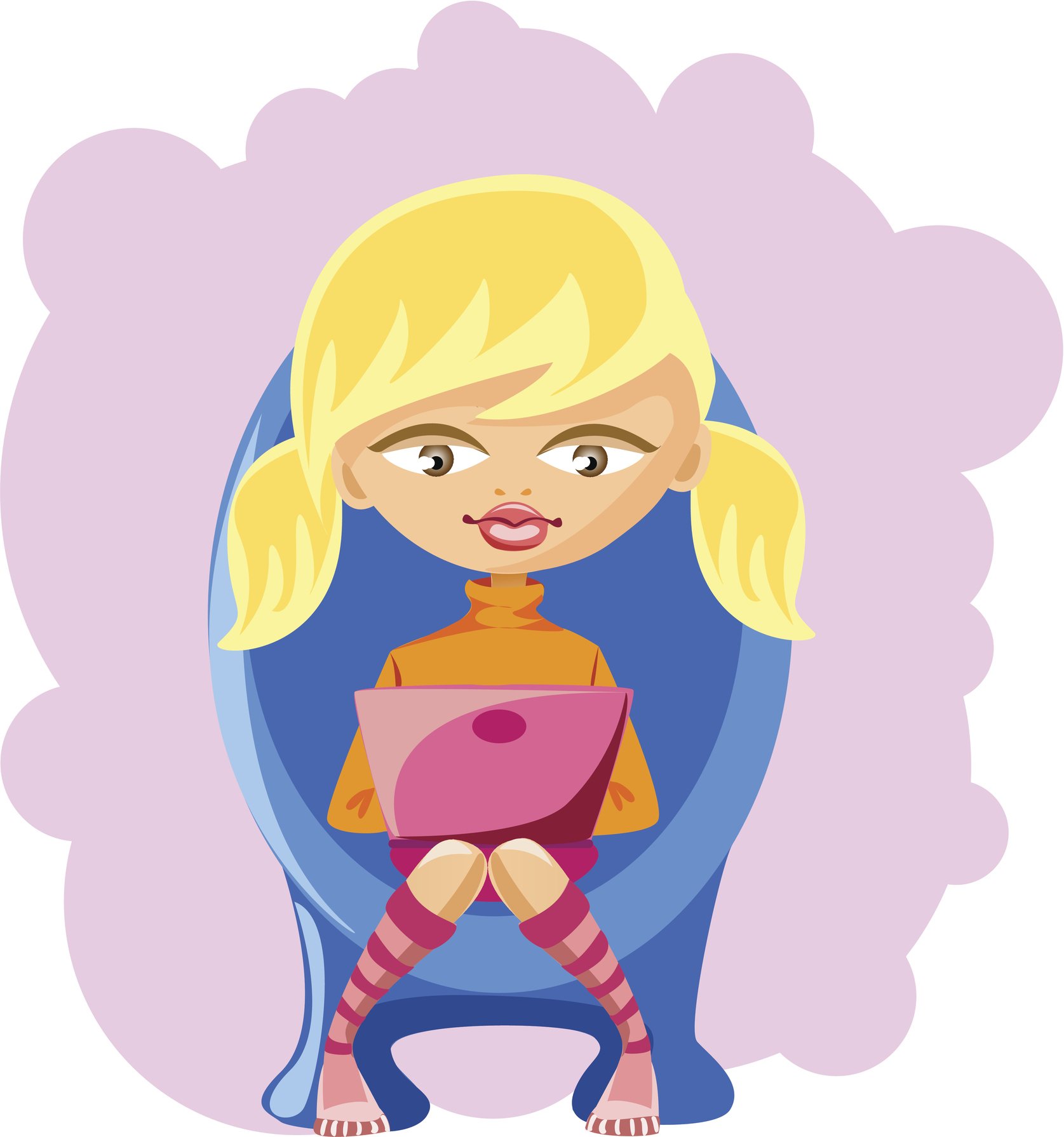 Pink Laptop Cartoon Icon Vinyl Sticker