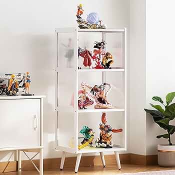 ・:*+.moony.:+ガラス コレクションケース 棚 フィギュアケース ガラスコレクションケース 4段 コーナー キャスター付き