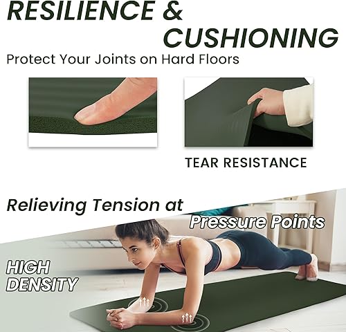 Miniatura 3 de Fitvids Tapete de yoga de 12 pulgada, extra grueso, de alta densidad, antidesgarros, con correa de transporte, adecuado para varios ejercicios de