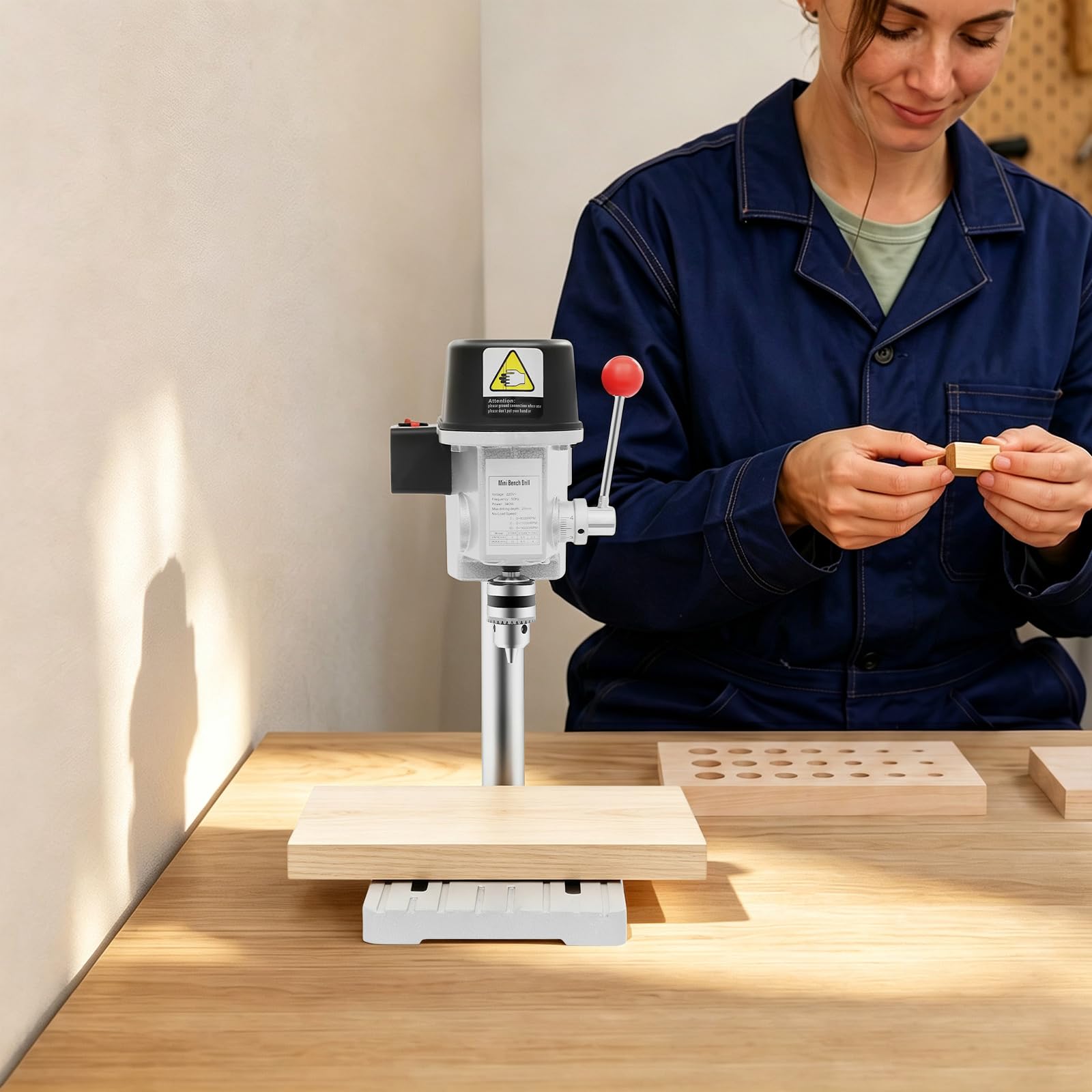 Mini trapano da banco da 340 W con motore in rame puro, velocità a 3 marce | Motore in rame puro spazzolato, 3 livelli di velocità fino a 16000 giri/min, ideale per progetti fai da te e modellismo