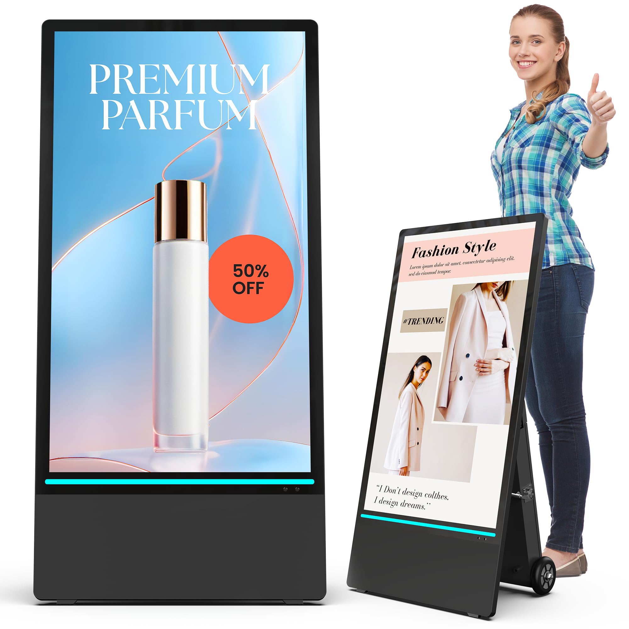43 Inch Digital Signage Display Kiosk, IP65 Portable Outdoor Digital Sign