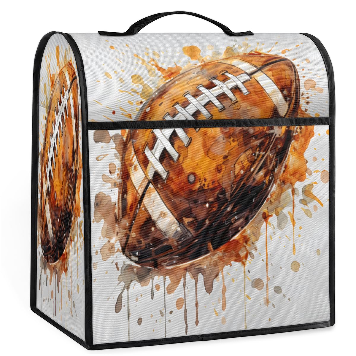 Coffee Maker Cover Watercolor Football Kitchen Appliance Covers Small Appliance Covers Blender Cover Juicer Cover Dust Covers for Kitchen Appliances with Top Handle and Pockets,Washable,B528