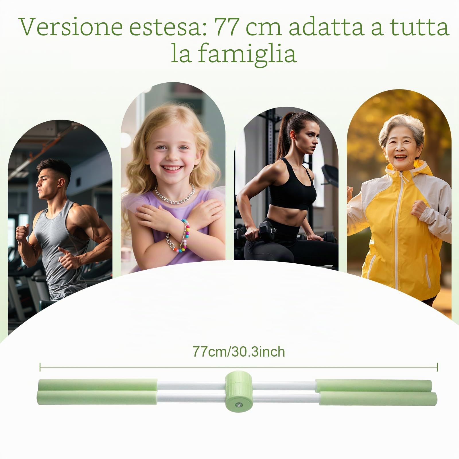 Bastone Da Yoga, Correttore Posturale Per La Schiena,Barra da Pilates Dorsale Sollievo Muscoli Corpo,Barra da Pilates Portatile per Stretching e correzione della Postura (Verde)
