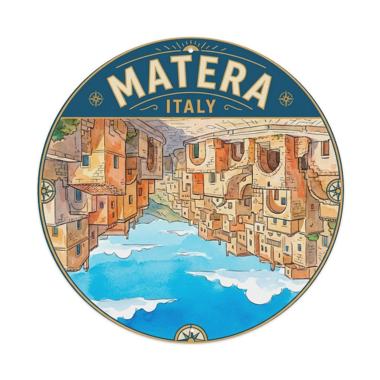 Metal Tin Sign Italy Vintage Travel Matera